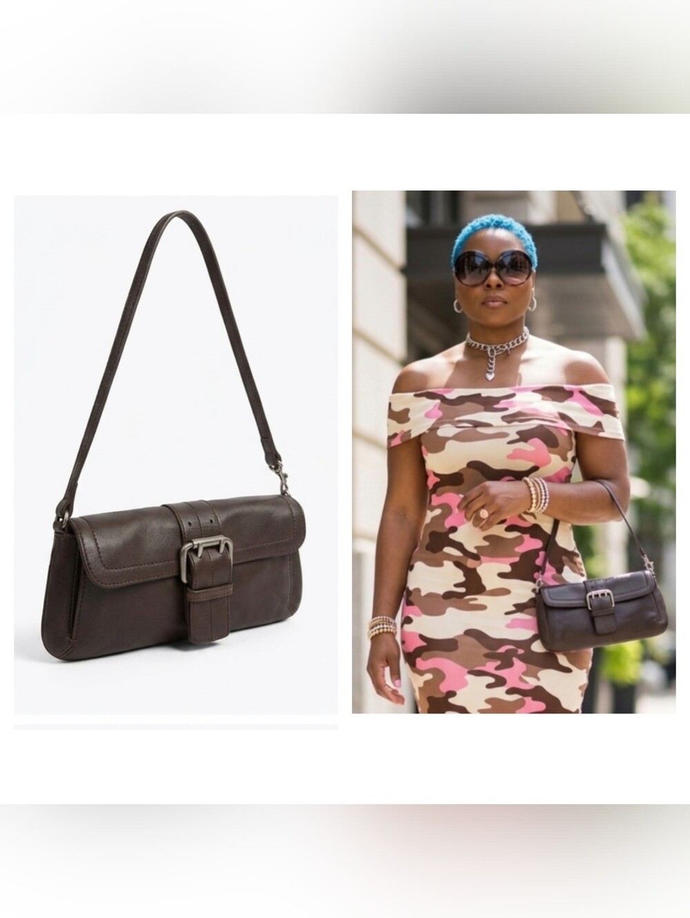 Furla Chocolate Brown Leather Shoulder Handbag